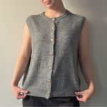 H&M  Gray Sleeveless Gold Button-Up Sweater Vest Academia Preppy Business Casual Photo 0