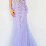 Jovani  05839 Perri Plunging Neck Mermaid Prom Dress Gown size 6 Periwinkle $700 Photo 0