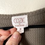 Pink Rose Cozie by muted pastel green waffle knit long sleeved button top comfor Photo 2