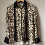 ZARA Animal Print Button Lapel Bow Blouse Photo 3