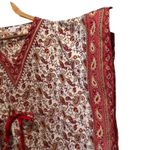 ROYAL PAISLEY Women's Kantha Style Kaftan Dress Red Cream Paisley Print One Size Size undefined Photo 3