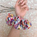 Jumbo Scrunchie Oversized Scrunchie Xxl Scrunchie Rainbow Ditsy Floral Print Multiple Photo 2
