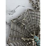 Vintage Sliver Spider Web Pendant Necklace Turquoise Spider Goth Halloween Silver Photo 3