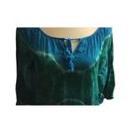Nine West  American Vintage Blue/Green Tie-Dye 100% Cotton Blouse Size Small Photo 5