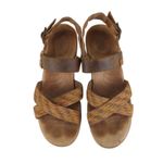 Keen  Skyline Wedge‎ Sandal Brown Fabric Leather Strap Sandals Heels Women's 8.5 Photo 3