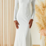 Lulus NWT  Eloquent Endearment White Long Sleeve Backless Maxi Dress Bridal Sz XL Photo 0