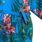 Soma  Satin Floral Robe Small/Medium Kimono Blue Multicolor Belted Feminine Photo 3