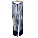 Dizzylizzy  Blue & White Tie Dye Wide Leg Pants Size Large Photo 3