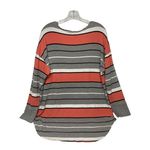Liz Claiborne  Orange/Gray/White Striped Long Sleeve Round Neck Top‎ XL Photo 1