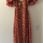 For Love & Lemons  FL&L Felicia Chiffon Midi Dress in Red Floral Size Medium Photo 2