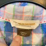 Anthropologie  Pilcro and the Letterpress Neon Plaid Check Shirt Blue Size Small Photo 3