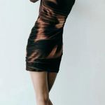 ZARA dress mini long sleeve brown tulle ruched party evening cocktail Photo 7