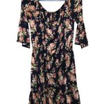 Shiella Rose Navy Floral Print Off Shoulder Ruffle Tiered Dress Size M Blue Size M Photo 0