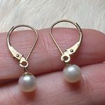 10K Gold Pearl Drop Earrings – Leverback Fine Jewelry, Stamped CI Photo 1