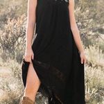 Joyfolie Black Delphinne Sleeveless High Low Lace Midi Dress Small Photo 2