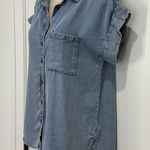 Velvet Heart Edison Shirt Chambray Button Up Short Sleeve Blue Pocket Small New Photo 6