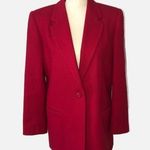 Vintage Wool Red Long Line Blazer Jacket Size 8 Christmas Holiday Photo 0