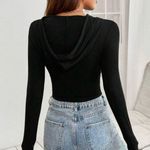 SheIn PETITE Zip Up Drawstring Crop Hoodie Black / Petite L(8/10) Photo 1