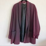 JM by Shelli Segal Vintage Beaded Lapel Wine Blazer Size Medium Photo 0