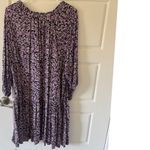 H&M  sz XL Womens Black Pink Flowy Ditsy Floral Long Sleeve Tiered Babydoll Dress Photo 2