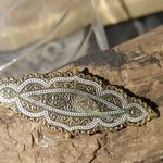 Antique Vintage Damascene Art Deco Gold Tone Silver Filigree Bar Brooch Pin FLAW Photo 9