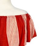 Faithfull the Brand  Amalfi Rust Red Striped Off-Shoulder Dress Size Small Photo 2