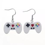 🆕White Game Console Controller Charm Dangle Earrings Photo 0