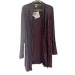 Anne Klein Sequin Open-Front Cardigan Plum size XL New Photo 1