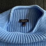 Talbots Ribbed Cotton Mockneck Sweater Blue Long Sleeve Size Small Photo 2