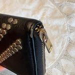 Charlotte Russe Y2K era  Gold Studded Black Faux Leather Wallet Zip Closure Flaws Photo 2