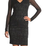 Catherine Malandrino Long Sleeve Black Sheath Classy V-neck Dress Size 2 Photo 0