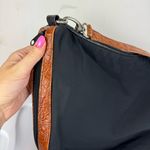 Vtg Donald J Pliner Bucket Bag Nylon Croc Embossed Leather Shoulder Bag Black Photo 8