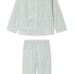 Lake Pjs LAKE PAJAMAS Poplin Piped Pants Set in Aloe Gingham Photo 2