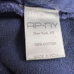 APNY Acid Wash Blue Embroidered Sleeve Lace Neck Boho Sweatshirt Size S Photo 12