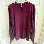 Plum Purple Sweater with Pleated Bishop Sleeves Ruffle Mock Neck Size Medium Purple Photo 8