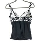 Lands' End Tankini Top Underwire Removable Pads Tummy Control Black White 8 Photo 1