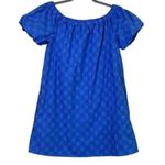 ZARA Off Shoulder Textured Eyelet Mini Sun Dress Balloon Sleeve Pockets M Blue Photo 5