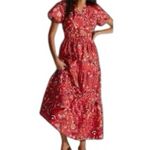 Anthropologie Somerset Maxi Dress XXSP Red Geometric Poplin Cottagecore Photo 11