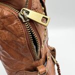 Sam Edelman Moto Tumbled Leather Tote Brown Bag Photo 3