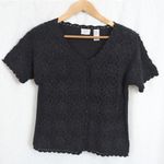 Jacklyn Smith Button Up Knitwear Black Top Small Photo 4