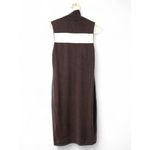 Ralph Lauren M Knit Sweater Dress Midi Mock Sleeveless Pencil Choc. Brown Silk Photo 3