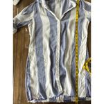 Tommy Bahama  Linen Blend Tunic Shirt XS Blue White Stripe Roll Tab Long Sleeve Photo 3