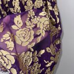 Cacique  Chemise Nighty Size 26/28 Purple Gold Floral Lace Semi-Sheer Negligee Photo 5