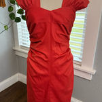 Robert Rodriguez  Ruched A-Line Dress in Coral Red Size 4 Photo 0
