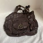 Brown Faux Leather Bag Top Handle Brass Hardware Y2K Style Photo 0