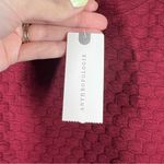 Anthropologie Porridge NWT Maroon Red Textured Plaid Puff Sleeve Top Photo 2