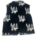 Vintage fleece vest women's XL Black White Bear momma cub woodland cabin earthy Photo 1
