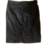 J Crew Denim Straight Pencil Skirt Pockets, Dark Blue Wash, Back Slit Size 0 Photo 2