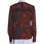 Isabel Marant  Women’s 38 M Black Red Stretch Silk Leather Trim Long Sleeve Top Photo 2