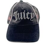 Juicy Couture  Black Velvet Silver Rhinestone Tricker Adjustable Hat Y2K Photo 0